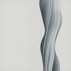Smooth wavy stripes of white fabric in the wind. Abstract background. 3d rendering digital illustration