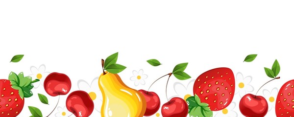 A border of delicious ripe fruits. 