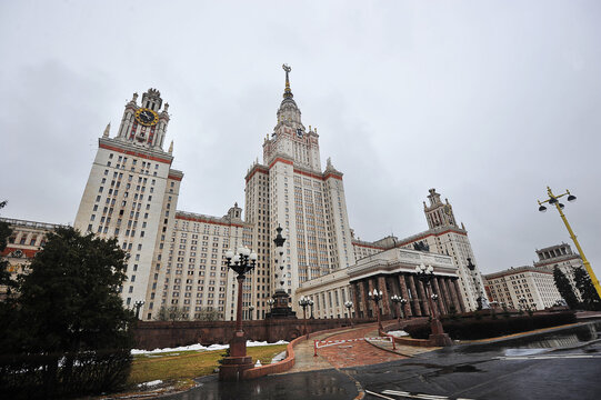 Stalin's high-rise - the main building of Moscow State University in Moscow