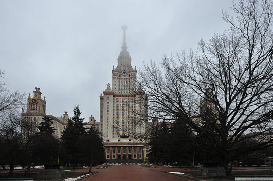 Stalin's high-rise - the main building of Moscow State University in Moscow