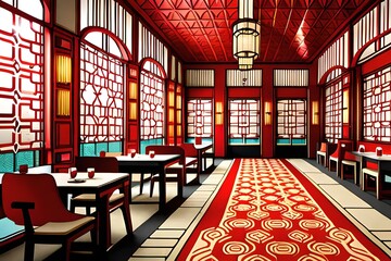 Obraz premium chinese lanterns on the roof GENERATIVE AI