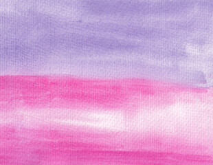 Purple and pink watercolor brush stroke background. Soft aquarelle backdrop design. Abstract hand painting.