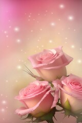 bouquet of pink roses with some that have not bloomed, the pure bud of the rose, defocused background