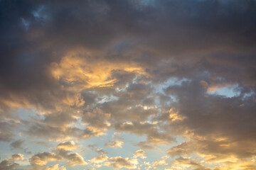 Colorful clouds during sunset in a colorful sky.