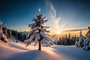 winter landscape with trees and snow