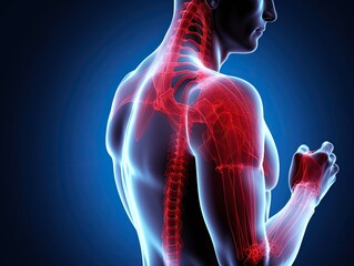 X-ray of a sore shoulder joint with rheumatism. Painful shoulder bone injury trauma