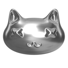 3D Silver Chrome Cat Y2K