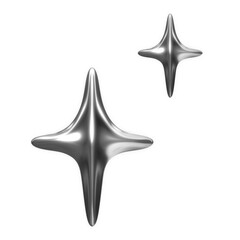 3D Silver Chrome Stardust Y2K
