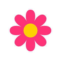 Pink Decorative Flower Vector Icon Illustration