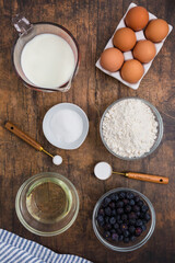 Ingredients for belgian waffles flatlay