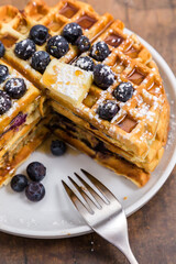 Belgian Blueberry Waffles with Syrup