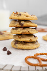 Stack of Chocolate Chip Pretzel Cookies
