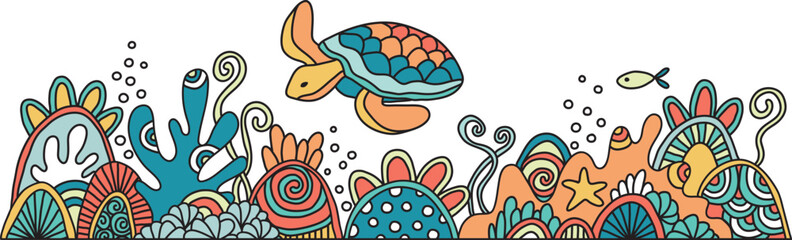 Underwater world with turtle