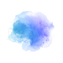 Blue purple watercolor paint round shape with liquid fluid  isolated on transparent background for design elements. - 640530649