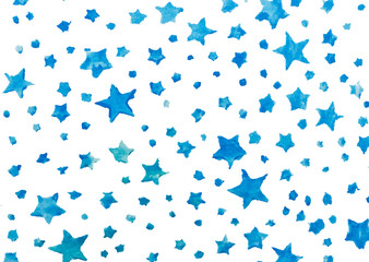 watercolor blue star art seamless pattern on transparent background