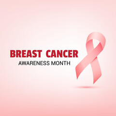 Breast cancer awareness month pink ribbon can use for banner campaign vector illustration.