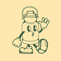 Vintage character design of milk barrel