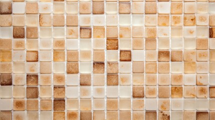 Brown square mosaic bathroom tile background.