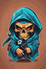 a skull wearing a hoodie