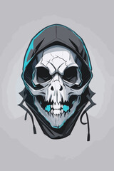 a skull wearing a hoodie