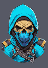 a skull wearing a hoodie