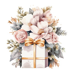 gift box and flowers