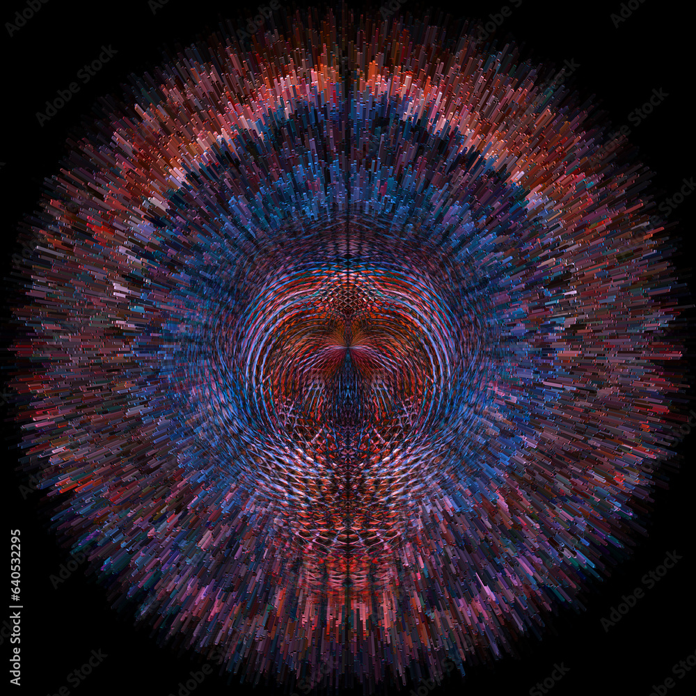 Aufkleber irregular asymmetric exploding gold and blue in square format on a black background
