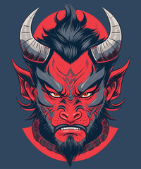 colorful demon mask mascot design in japanese