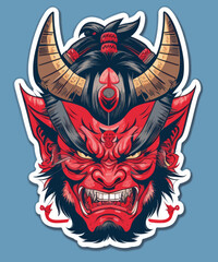 colorful demon mask mascot design in japanese