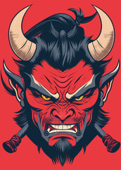 colorful demon mask mascot design in japanese