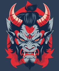 colorful demon mask mascot design in japanese