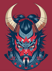 colorful demon mask mascot design in japanese