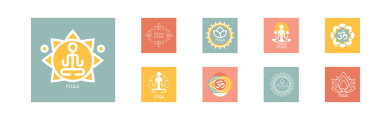 Yoga Studio Logo and Emblem for Fitness Center Vector Set