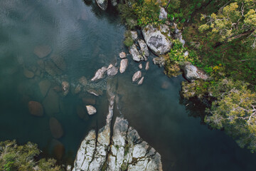 Top down view of the Collie River in Wellington National Park, Western Australia