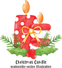 Christmas candles, candle, candles , watercolor style, Christmas vector illustration