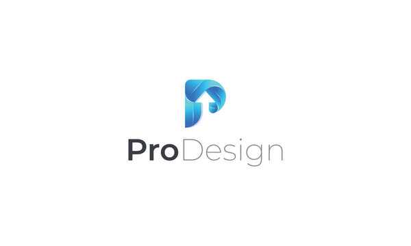 Letter P creative 3d technological pro design logo