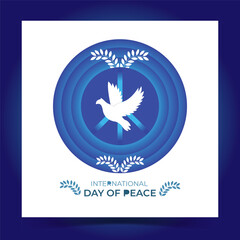 International Peace Day poster with a peace dove holding an olive branch
