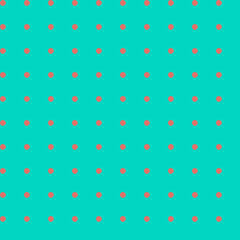 Modest abstract geometric fabric seamless pattern Small muted red polka dots isolated on a blue background