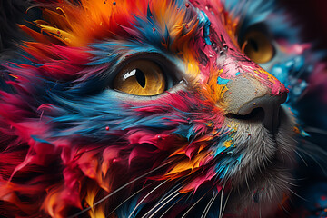 Colorful cat illustration. Generative ai