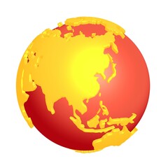 Cartoon planet Earth 3d render icon on white background