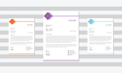 Corporate letterhead design template with 3 colors.