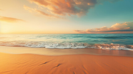 Fototapeta na wymiar Beautiful tropical beach seascape at sunrise