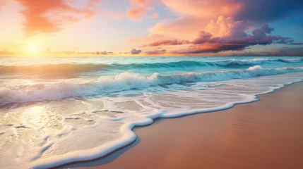 Fotobehang Beautiful tropical beach seascape at sunrise © Veniamin Kraskov