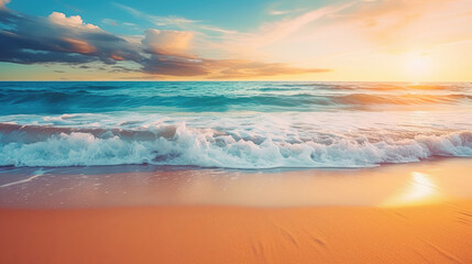 Fototapeta na wymiar Beautiful tropical beach seascape at sunrise