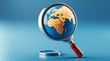 magnifying glass and globe
