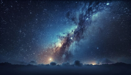 The explosion supernova. Bright Star Nebula. Distant galaxy.