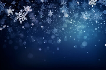 Fototapeta premium Magic holiday abstract glitter background with blinking stars and falling snowflakes.