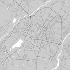 Map of Ivano-Frankivsk city, Ukraine. Urban black and white poster. Road map with metropolitan city area view.