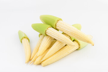 Fresh Baby Corn isolated on a white background