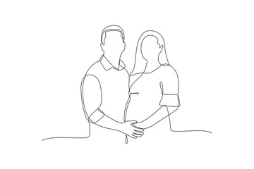 Continuous one line drawing Parents with babies. Family maternity concept. Doodle vector illustration.